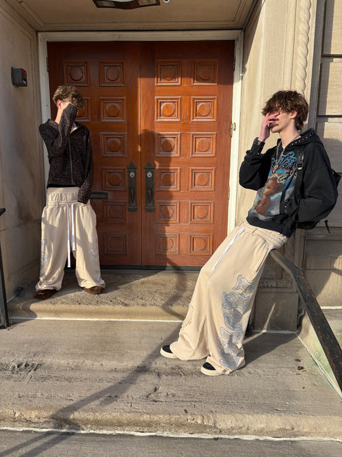 Beige Double Waist sweats