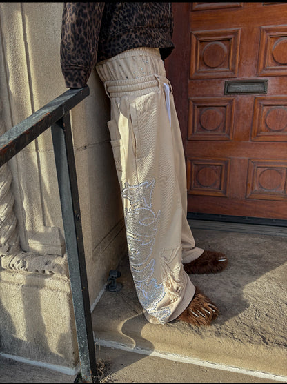 Beige Double Waist Sweats