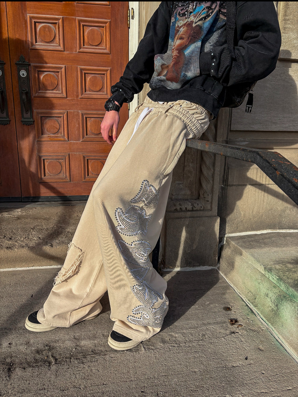 Beige Double Waist sweats