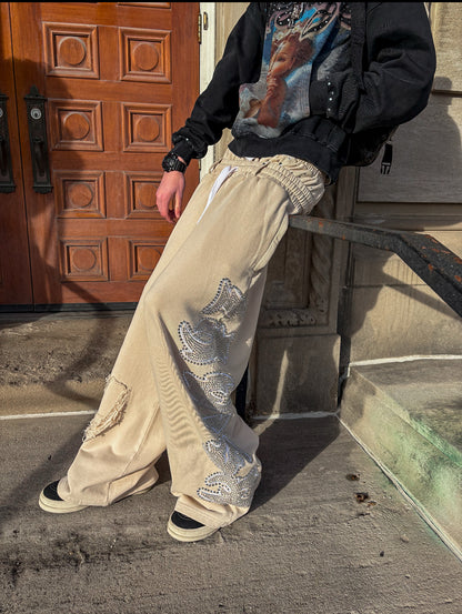 Beige Double Waist Sweats