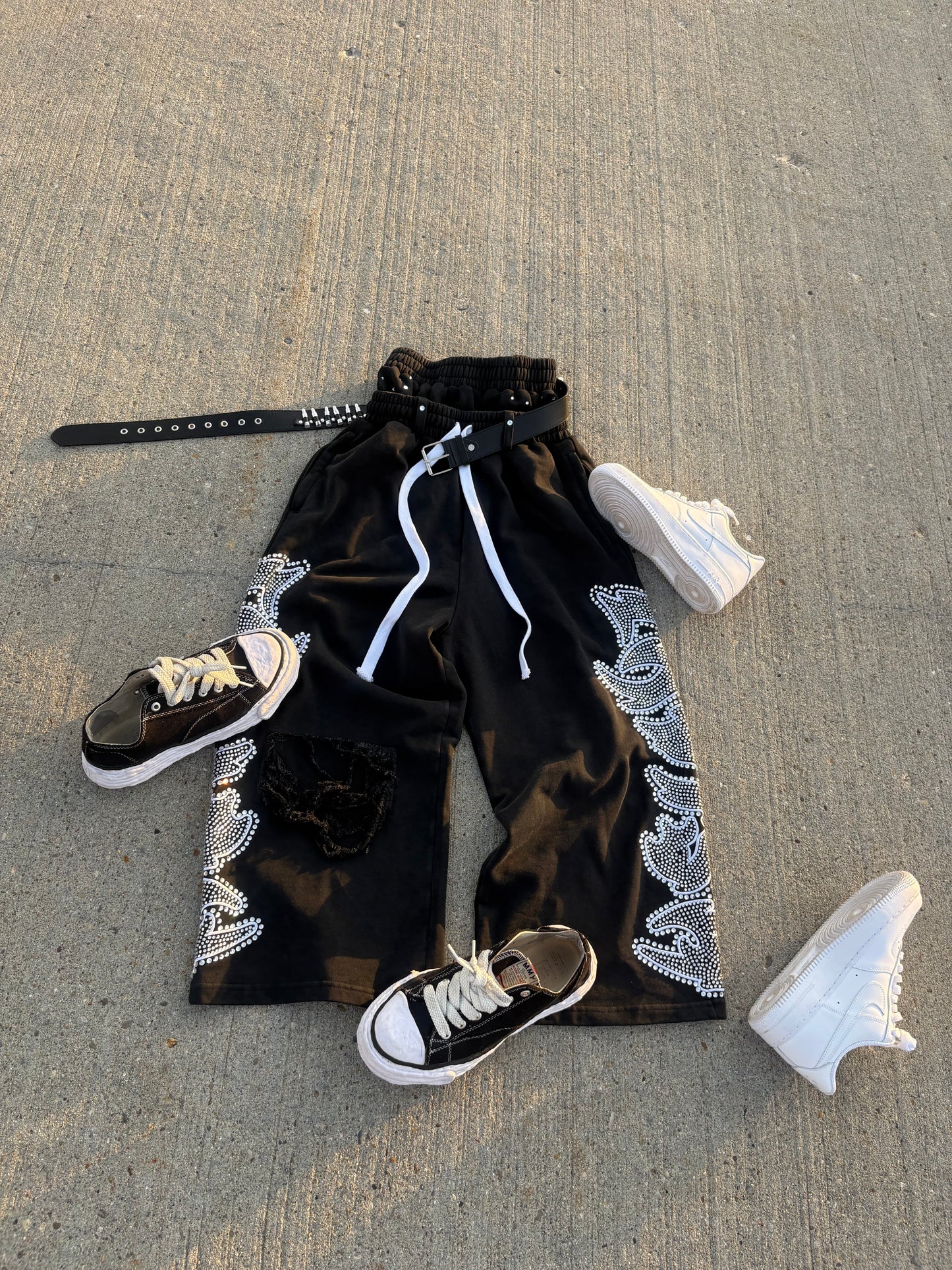 Black Double Waist Sweats