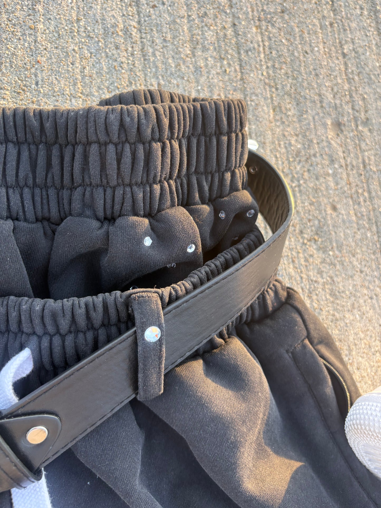 Black Double Waist Sweats