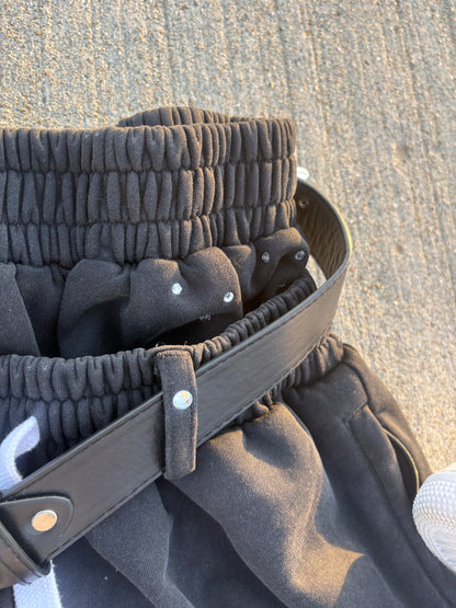 Black Double Waist Sweats