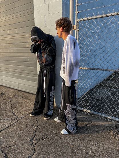 Black Double Waist Sweats